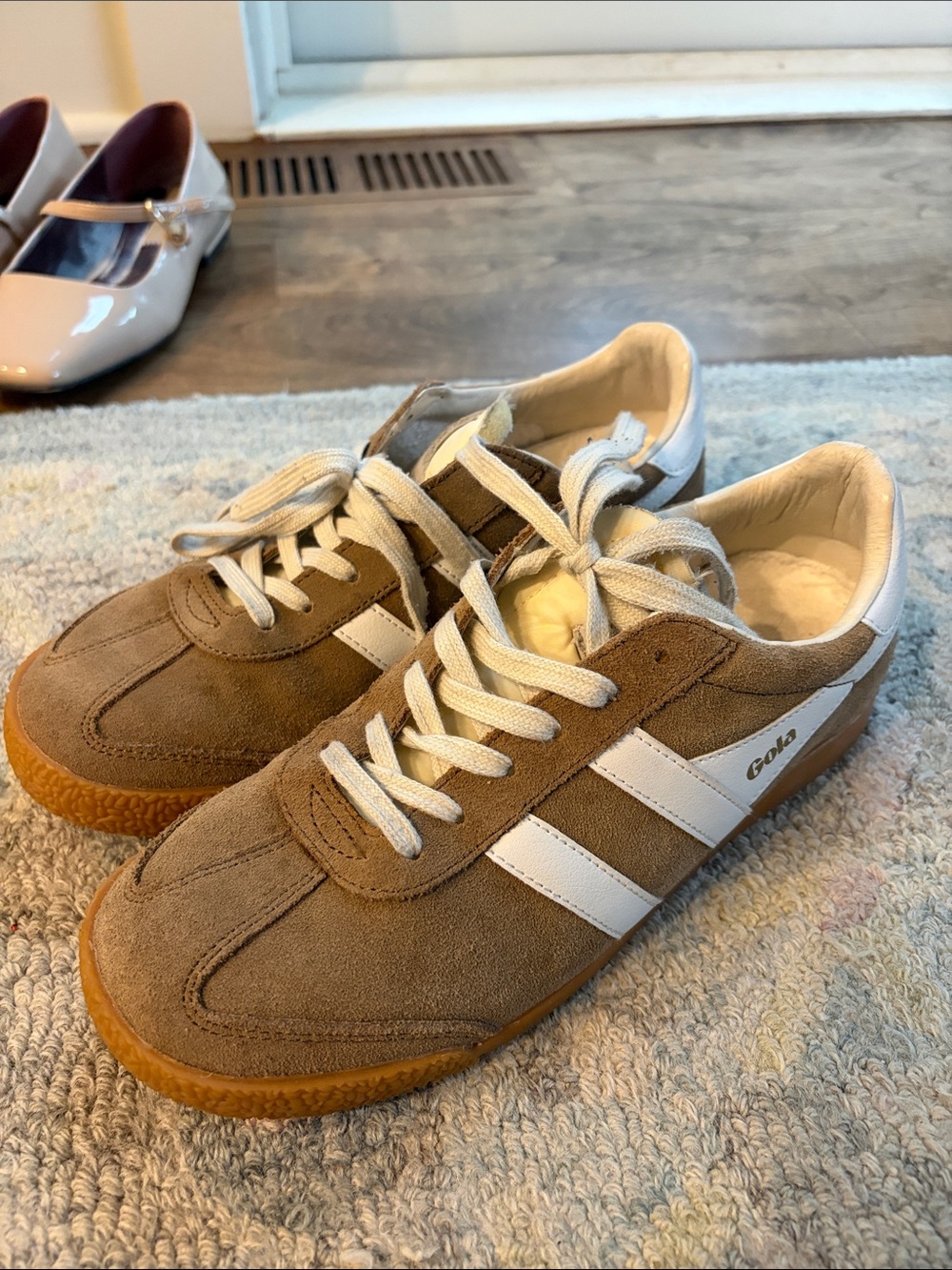 Gola Brown Suede Sneakers with White Stripes